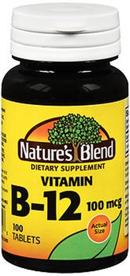 Nature's Blend Vitamin B12 100mcg Dietary Supplement Blood Health Tablets 100ct