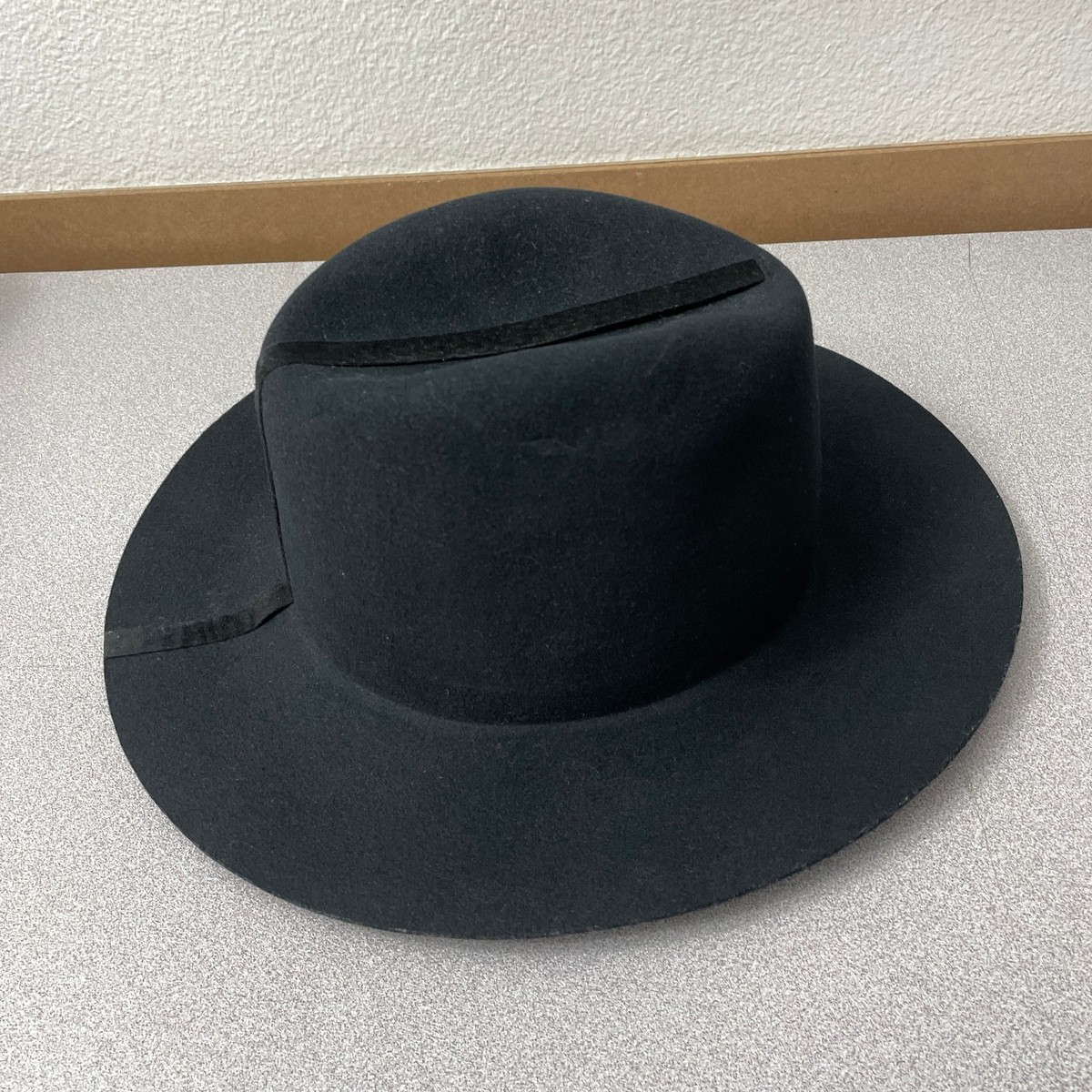 Janessa Leone Wool Fedora Hat Womens Medium Black Wide Brim  display picture 2