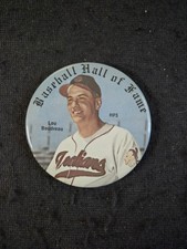 3 inch Baseball button  HF 5 Lou Boudreau  ( G -VG )