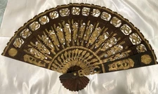 Large Antique Wooden Chinese Folding Fan, Rare, Gorgeous