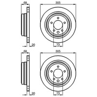 2X Bosch Bremsscheiben Ø305Mm Hinten Passend FÜR Daimler Daimler Jaguar XJ Xjsc