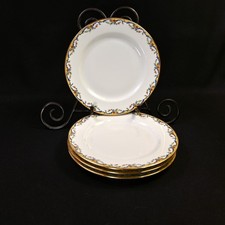 Limoges Vignaud 4 Salad Plates 7 1/2" The Meuse Red Yellow Blue Gold 1911-1920