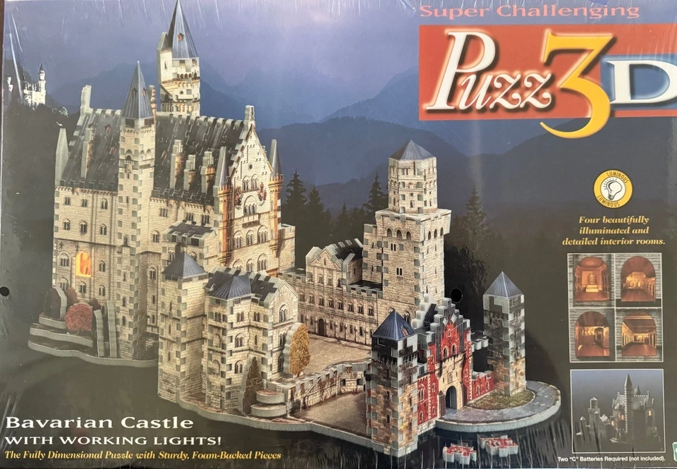 ~Super Challenging Puzz 3D Bavarian Castle Working Lights New Sealed Hasbro 1999 - Image 3 of 4