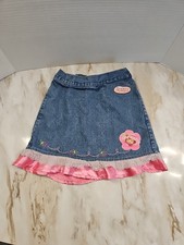 Vintage Strawberry Shortcake Y2K Denim Skirt Girls Kids 6X Lace