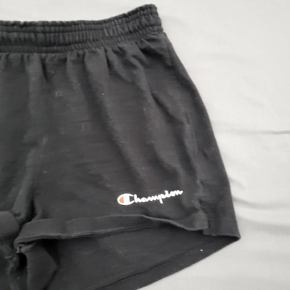 Pantalones Cortos Champion Para Mujer Pequeños S Tiro Medio Sudaderas 2" Entrepierna Pull On Negro Sólido Foto 3 de 4