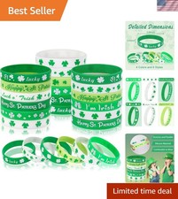 42pcs St. Patrick's Day Silicone Bracelets, Green Shamrock Rubber Wristbands ...