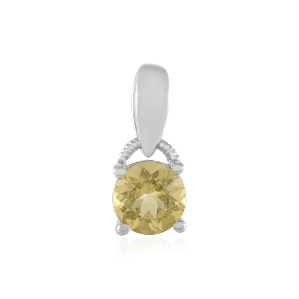 Cavill Gelber Beryll AnhäNger 925 Sterling Silber Rundschliff 0,67Ct-image
