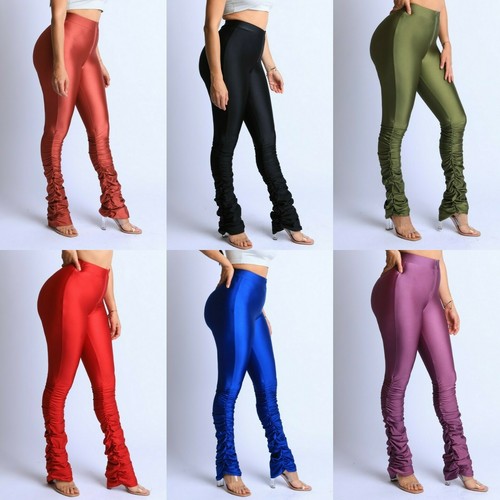 Shiny Ruch High Waist Front Zip Nylon 