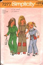 7277 Vintage Simplicity Sewing Pattern Girl 1970s Top Stitched Jumpsuit 4 OOP
