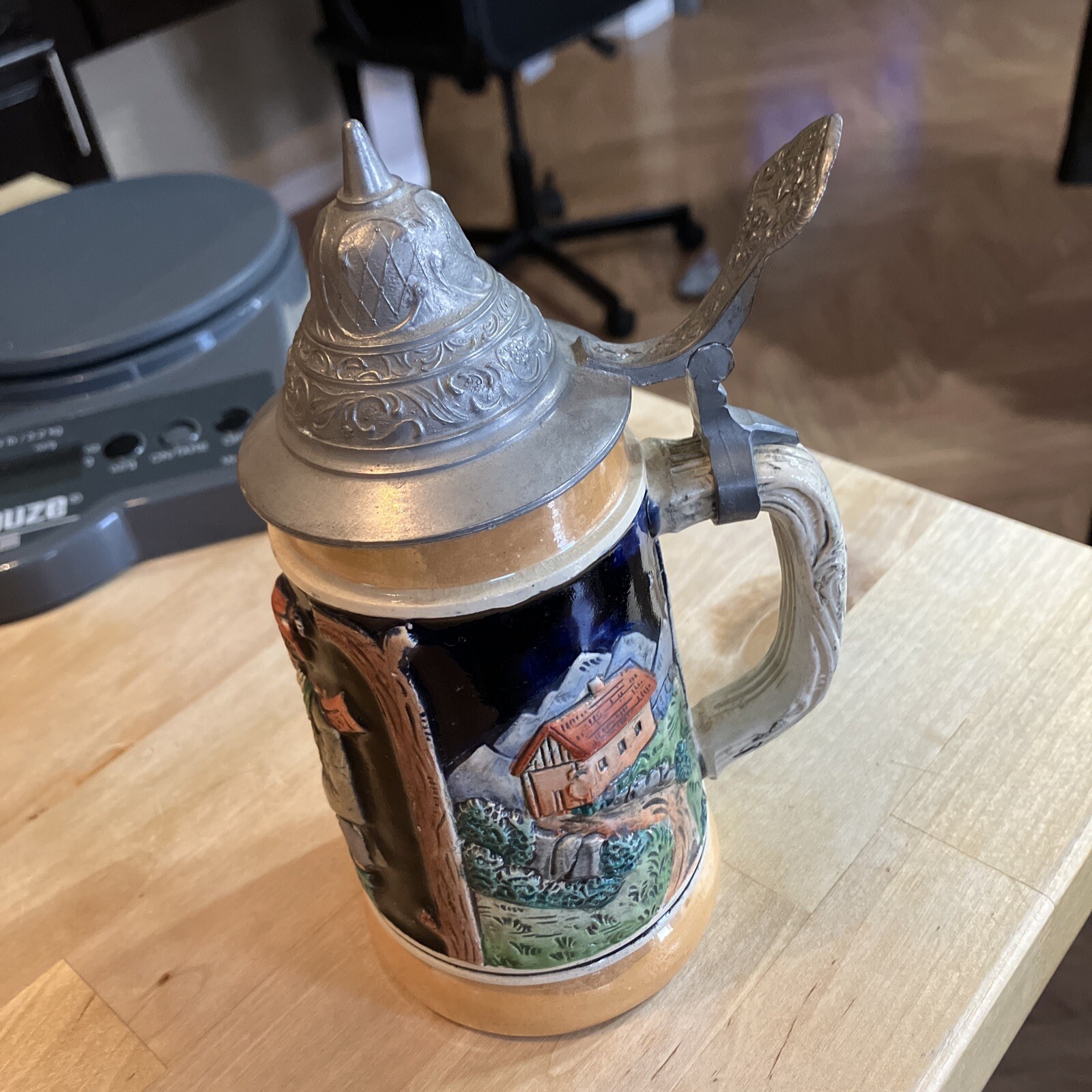 Vintage Ceramic Beer Stein w/ Pewter Lid Made in West Germany DBGM RMS