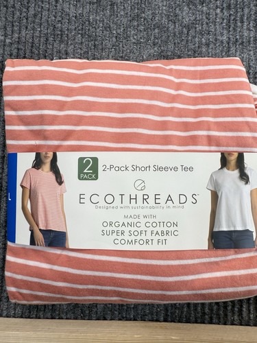 Ecothreads Shirt Women's Large Organic Cotton Short Sleeve Tee 2-Pack New