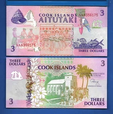 Cook Islands P-7 3 Dollars Year ND 1992 Uncirculated Banknote