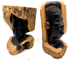 Lot of 2 Hand Carved wood Ebony Sculpture Makonde Maasai Africa figurines !