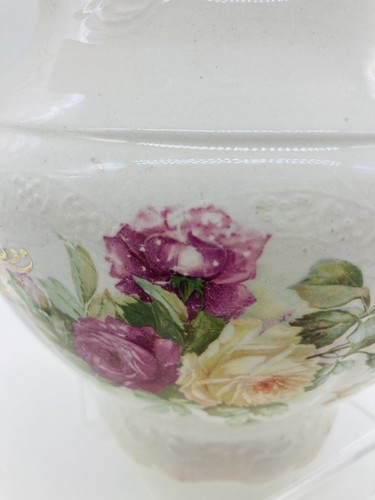 Antique East Liverpool Pottery Rose Ohio Pitcher China White Flowers Floral - Picture 4 of 11