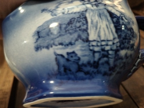 Vintage Ironstone RARE Les Enfants Shaving Mug Blue Staffordshire England As Is - Picture 5 of 18