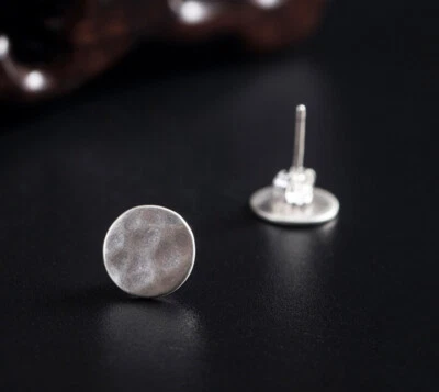 I04 Ohrring Ohrstecker Kreis aus Sterling Silber 925 gehämmert - Bild 1 von 4