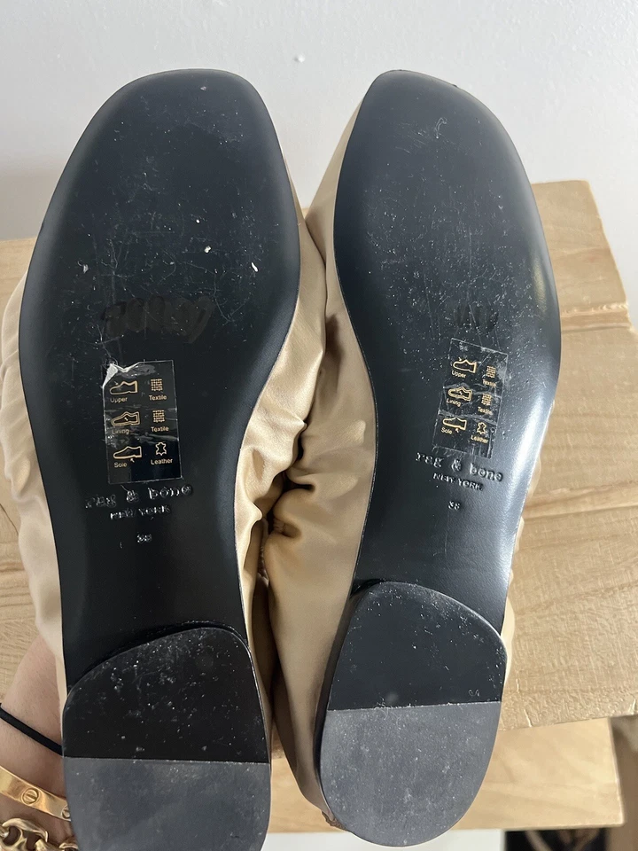 Mujer Trapo y Hueso Elly Satén Ballet Plano en Beige, Talla 8 EE. UU., Talla 38 Eur Foto 3 de 4