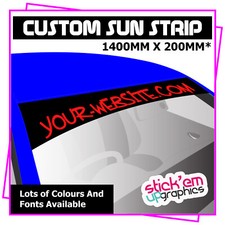 Custom Text Vinyl Sun Strip ⭐ Fits all Cars ⭐ UK Windscreen Sunstrip