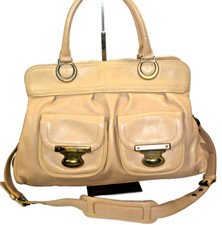 Marc Jacobs Beige Leather Suede Lined Grace Kiss-Lock Satchel Shoulder Bag NrMNT