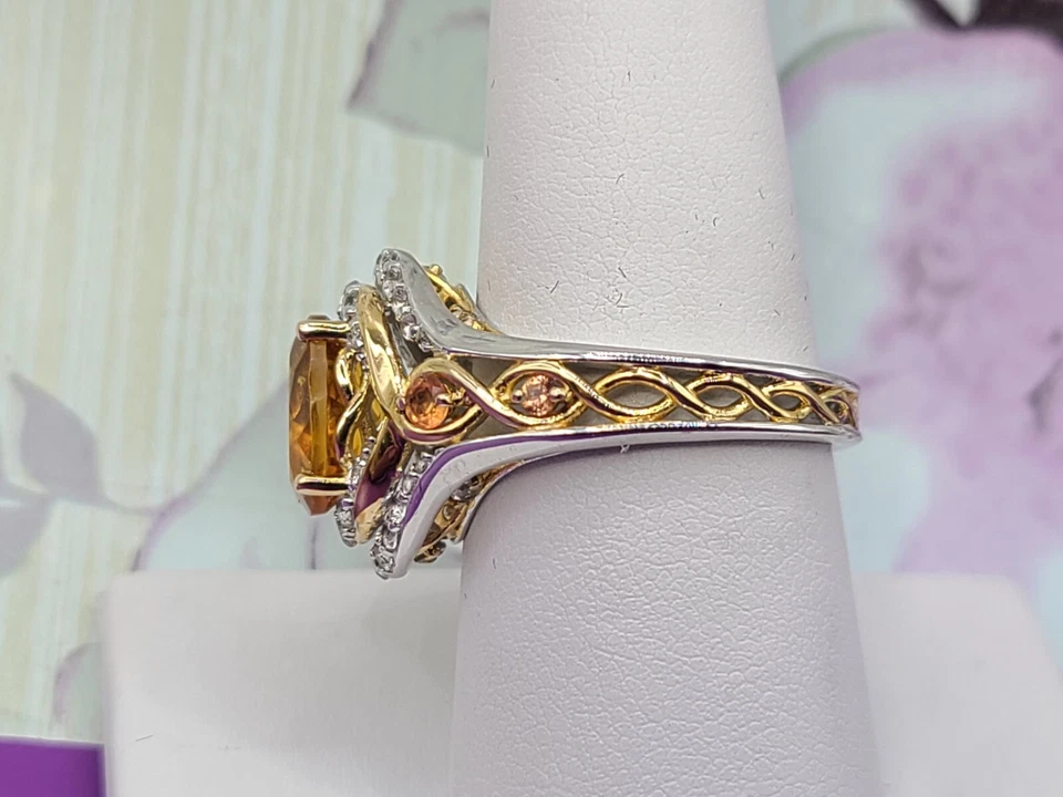 Victoria Wieck Sterling Silver 925 Citrine White Sapphire YGP Accent Ring 8 - Image 3 of 4