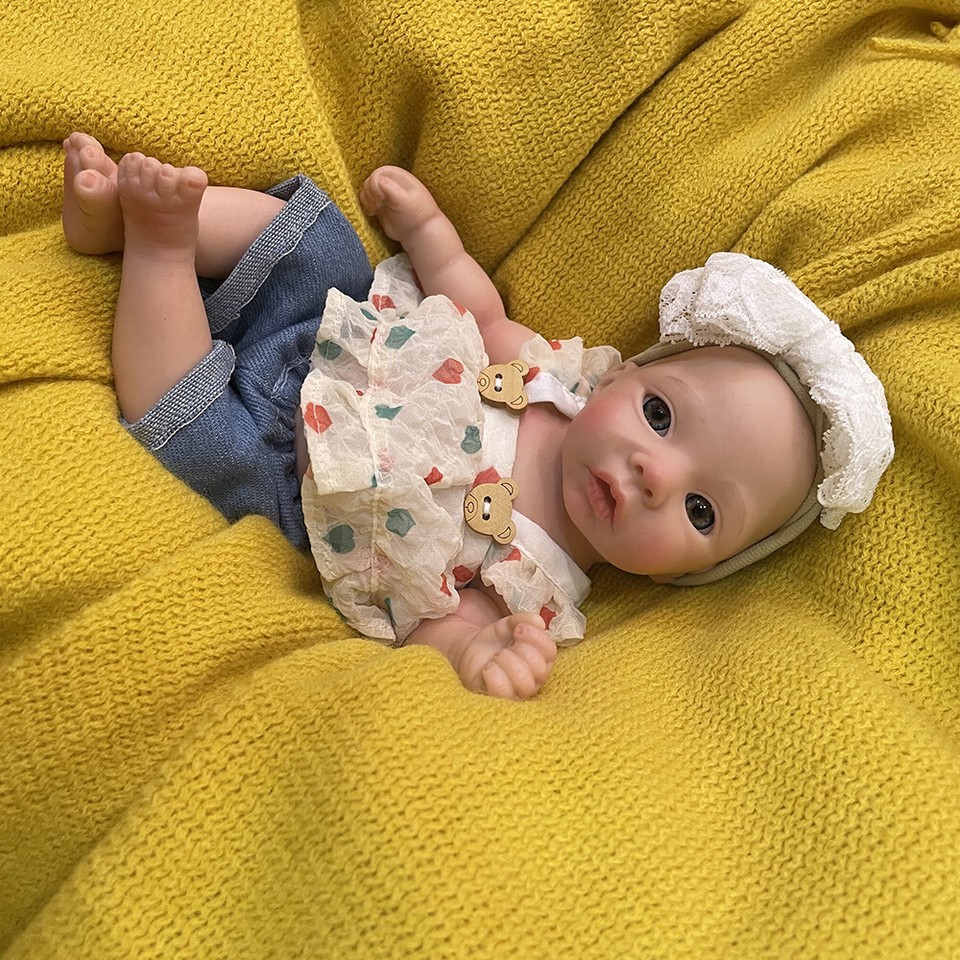 11in Baby Girls Full Soft Solid Silicone Reborn Baby Dolls Lifelike