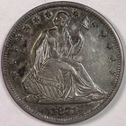 1871-S Toning Seated Liberty Half Dollar Almost Uncirculated AU+ Coin #16735