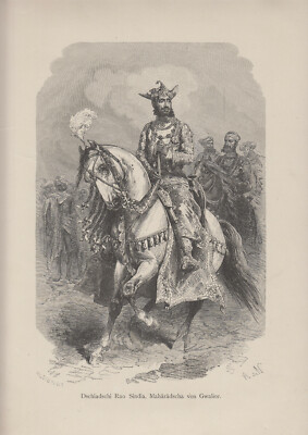 Dschiadschi Rao Sindia Maharadscha - Stahlstich Stich um 1880 Steel Engraving