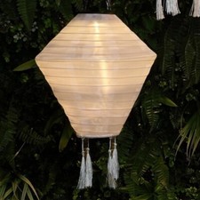 Nylon Noma Solar Diamond White Mandarin Hanging Lantern Light Garden 28cm 4 pack