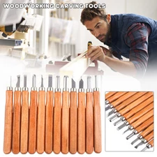12pcs Wood Carving Hand Chisel Tool Set Woodworking Professional Gouges + Box