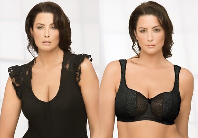 Glamorise DEMI Bra 50D (FOAM~PADDED~CUPS) Plunge COMFORT-STRAPS Black NEW SEALED