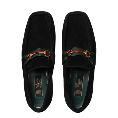 良品✨GUCCI Horsebit Suede Loafers BLACK Gucci Horsebit suede loafers Gucci