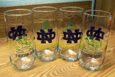 Lot/4 Fightin' Irish NOTRE DAME University 16.5 oz ICED TEA Glass Tumblers NEW!