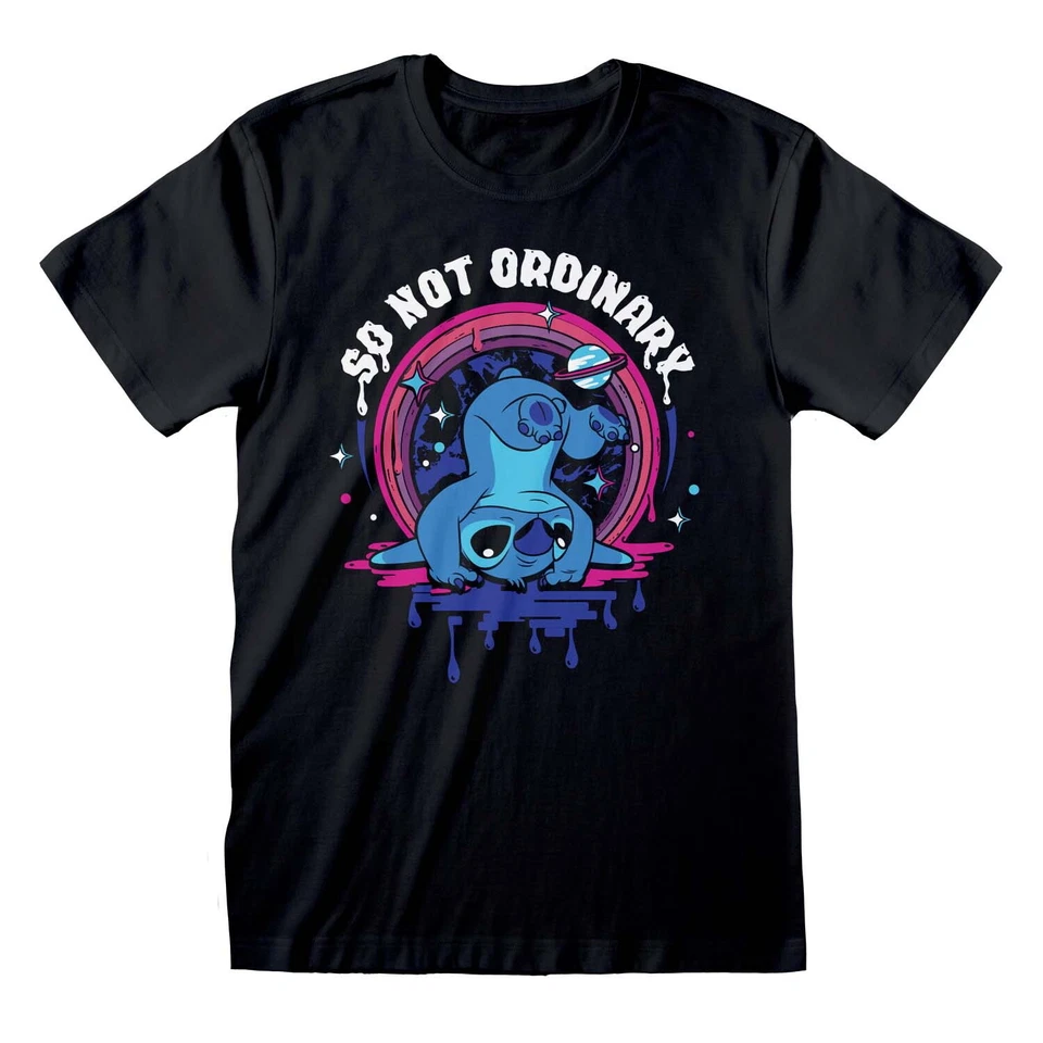 Disney Lilo & Stitch 'Not Ordinary' (Noir) T-Shirt - NOUVEAU ET OFFICIEL! - Photo 1/1
