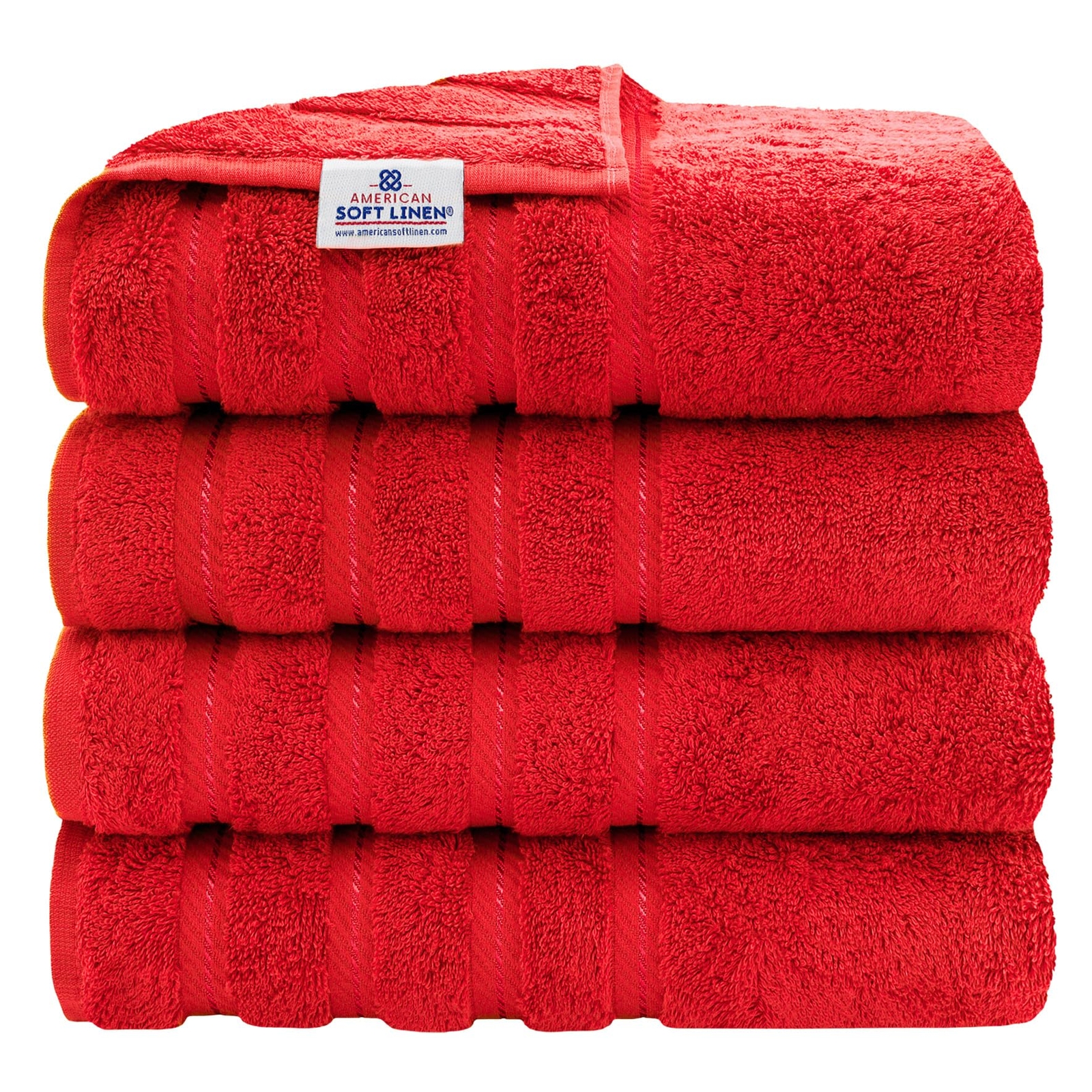 Luxury 4-Piece Turkish Red Cotton Bath Towel Set 27x54 Inches