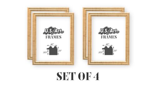 US ART Frames .75" Antique Gold Picture Frame 3" to 11" - Set of four
