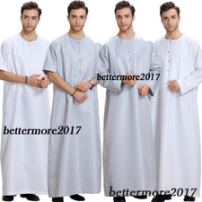 Arab Men Thobe Dishdasha Thawb Jubba Thoub Muslim Islam Abaya Daffah Kaftan Robe