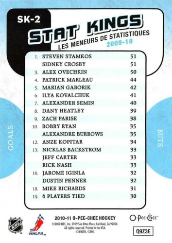 2010-11 O-Pee-Chee Stat Kings #SK2 Steven Stamkos - Picture 2 of 2