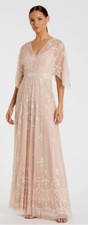 Mac Duggal 9144 V Neck Flounce Sleeve Embellished Mesh Gown NWT sz 10 Blush Pink