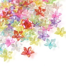80Pcs 5-Petal Flower Acrylic Bead Caps For DIY Jewelry Making Finding 24x26x5mm