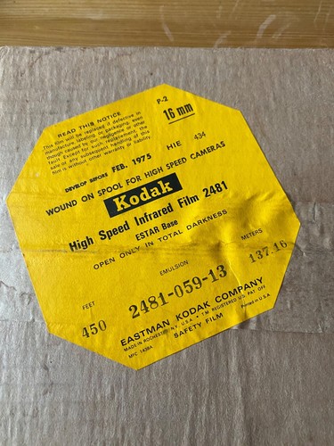 Vintage 1975 KODAK High Speed Infrared Film 2481, 16 mm, 450 feet, B&W; NIB