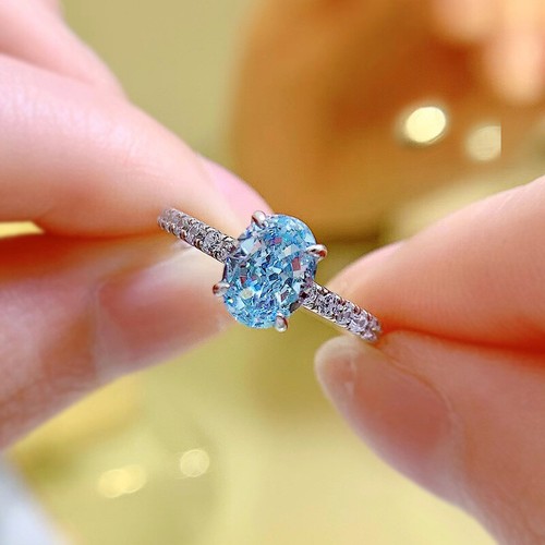1.5CT Radiant Engagement Ring Blue Natural Pink Stone 925 Solid Silver 6X8MM - Picture 13 of 65