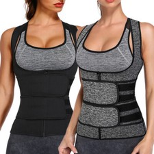 Lady Waist Trainer Sweat Body Shaper Zipper Vest Sauna Suit Weight Loss Tank Top