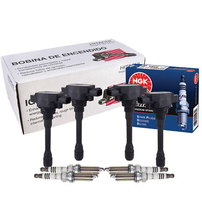 Hitachi 4 Ignition Coils NGK 4 IridiumIX Spark Plugs Kit For Altima Sentra Versa