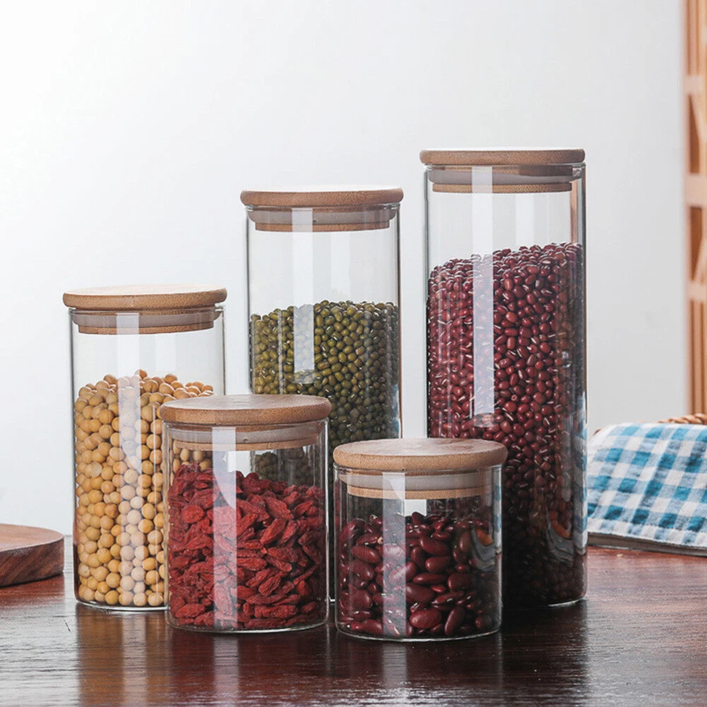 Glass Food Storage Jars, Clear Storage Containers with Airtight Bamboo Lid,  Pantry Organization Jar, Spice, Blooming Tea, Coffee and Sugar Container,  Canister - China Glass Jar and Glass Container price