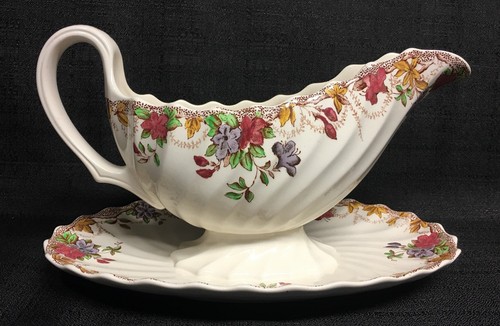 Copeland Spode Sydney #8370 Gravy Boat w/Attached Under Plate - Picture 2 of 6