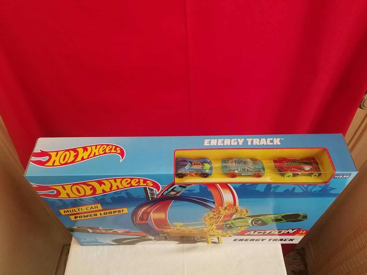 Hot Wheels Action Energy Track Double Power Loops Track Set 3 Cars NEW &  SEALED