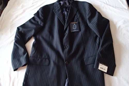 TOMMY HILFIGER SZ 46 L SUIT JACKET BLAZER,wool,STRIPES BLACK gu - Picture 10 of 12