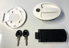 FAP Motorhome Compartment Access Door Lock White with Barrel and Keys - GLL38