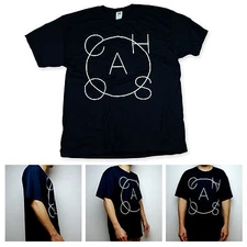 SA106 Mens Chaos Minimal Typography Art Clean Graphic Black Tee Shirt