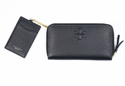 Tory Burch Thea Black Pebbled Leather Continental Wallet with Card
